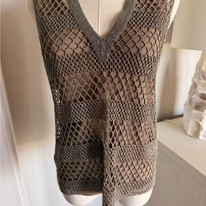 Brown Monili Mesh Knit Sleeveless Top